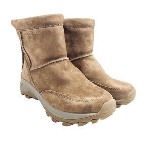 Merrell Mens Size 10 Fashion Winter Boots Brown Suede Faux Fur Lined